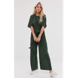 ASOS DESIGN plisse tie front culotte jumpsuit
